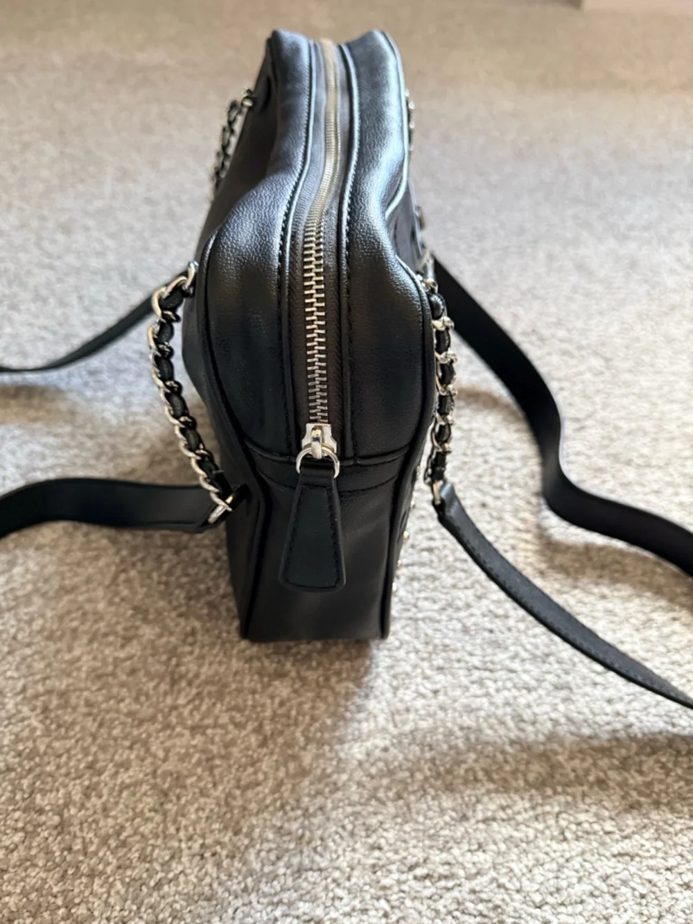 GUESS Disco Queen Black Studded Shoulder Bag with Chain Straps - Picture 7 of 12